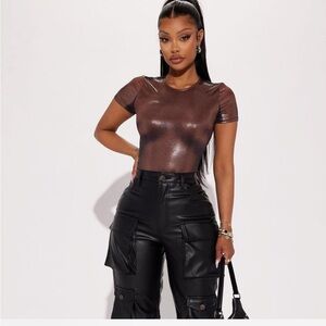 Metallic body print bodysuit -NWT